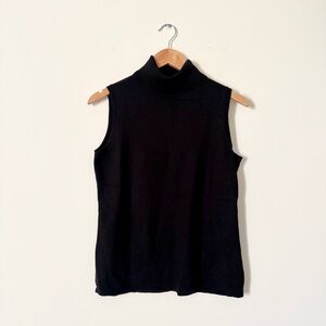Calvin Klein Sleeveless Turtleneck Knit Top Black Size M